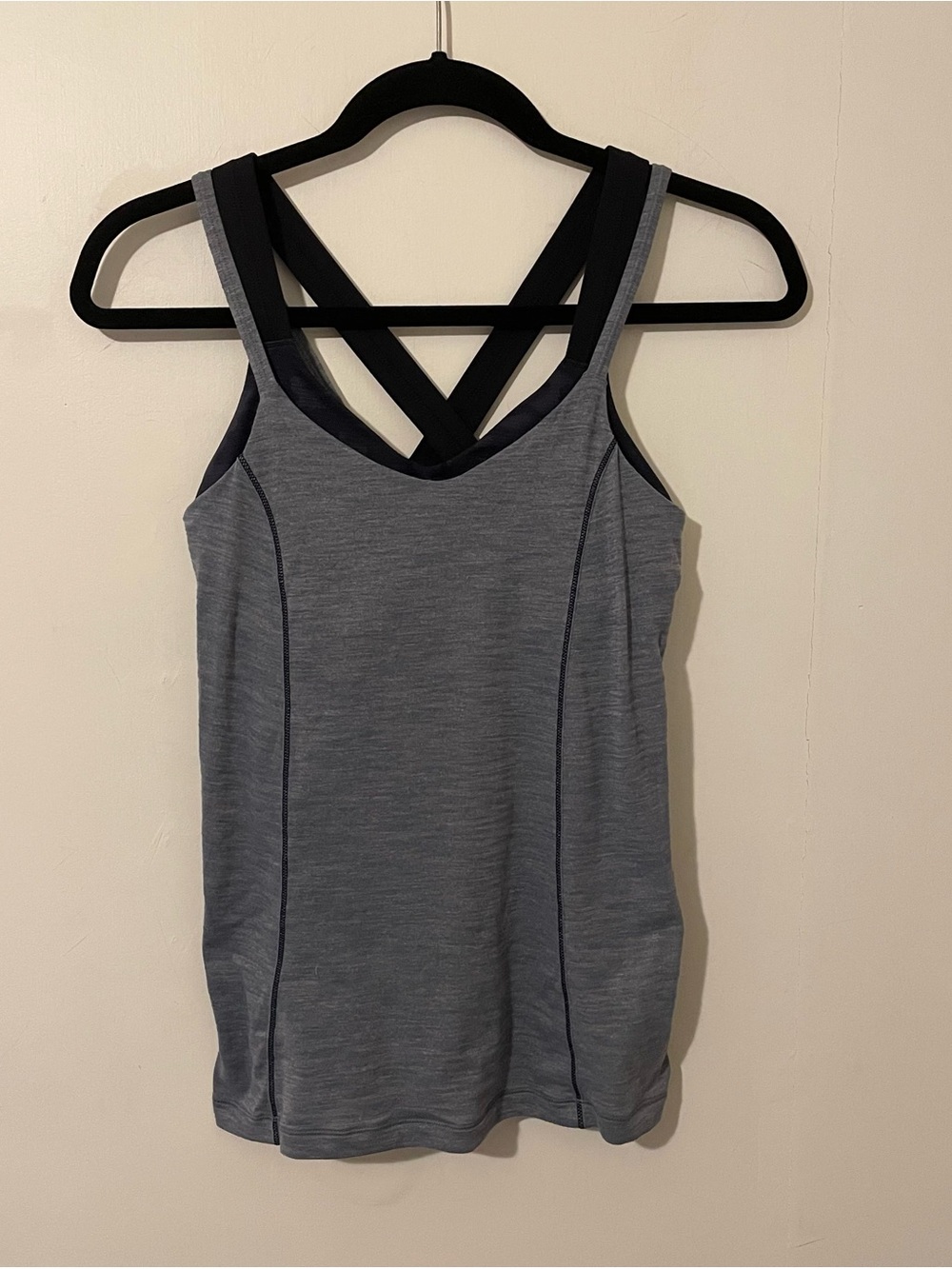 Lululemon Run For Gold Heathered Blue Tank Top With Built In Sports Bra Size 6
